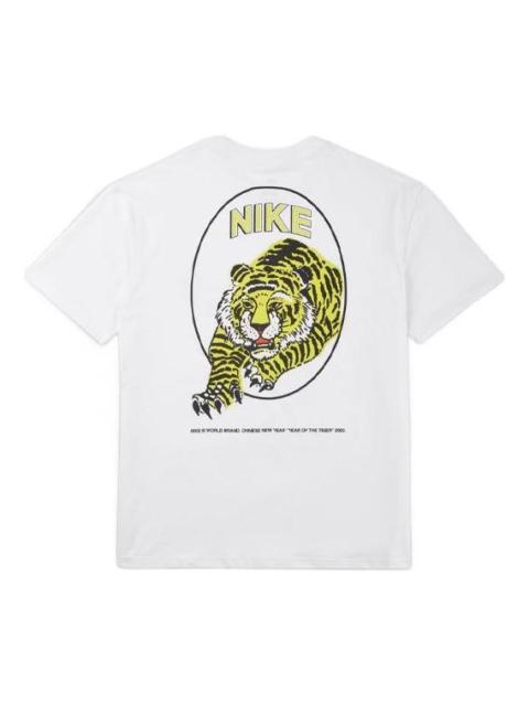 Nike Men's Nike NRG TIGER Printing Round Neck Short Sleeve White T-Shirt DO6628-100