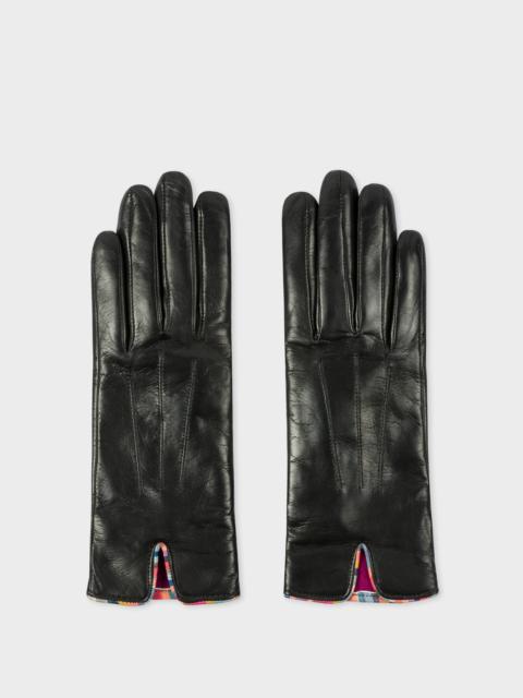 Paul Smith Leather Gloves With 'Swirl' Piping