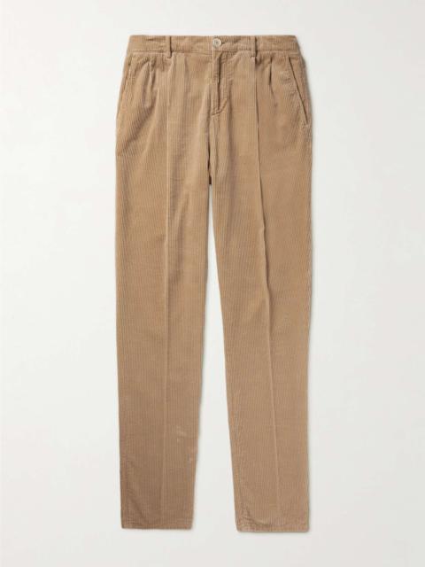 Straight-Leg Pleated Cotton-Corduroy Trousers