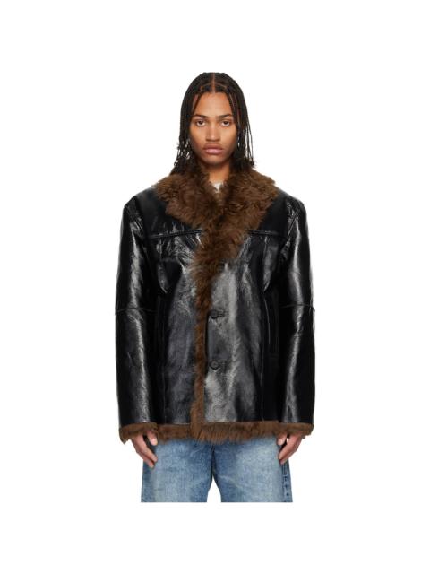 Diesel Black & Brown L-Harnett Reversible Shearling Jacket