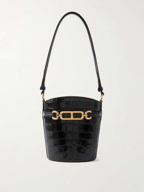 Whitney embellished croc-effect leather shoulder bag