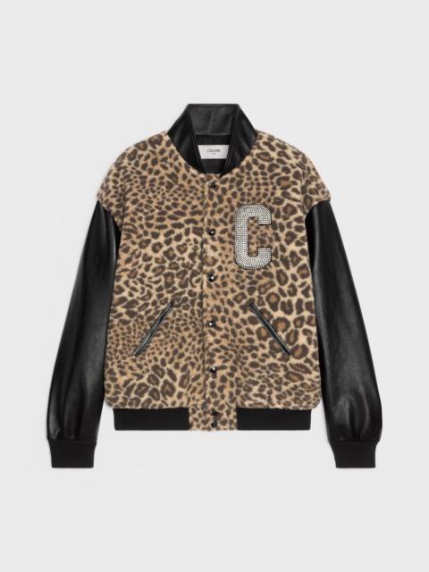 TEDDY JACKET IN LEOPARD-PRINT FLEECE WITH EMBROIDERED PATCH