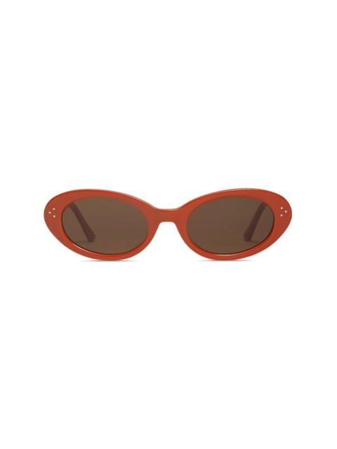 engraved-logo oval-frame sunglasses