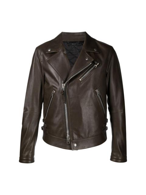 calf leather biker jacket