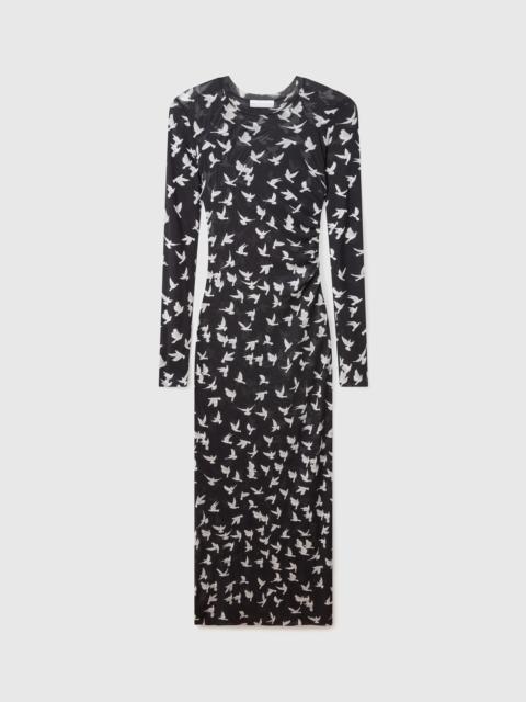 Stella McCartney Dove Print Mesh Long-Sleeve Dress