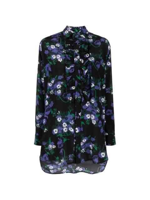 floral-print silk shirt