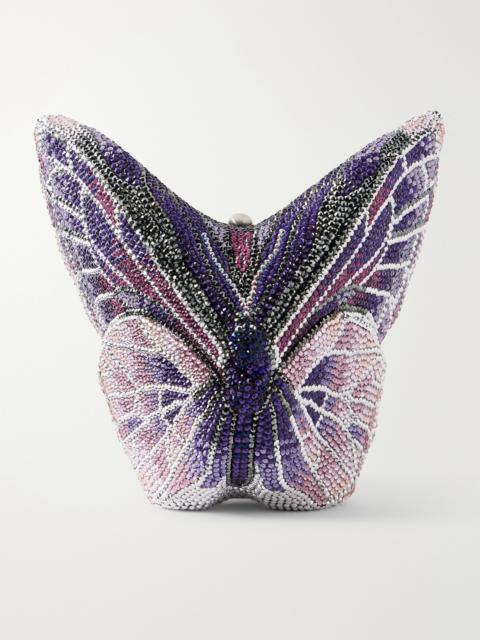 JUDITH LEIBER Butterfly Crystal-embellished Silver-tone Clutch