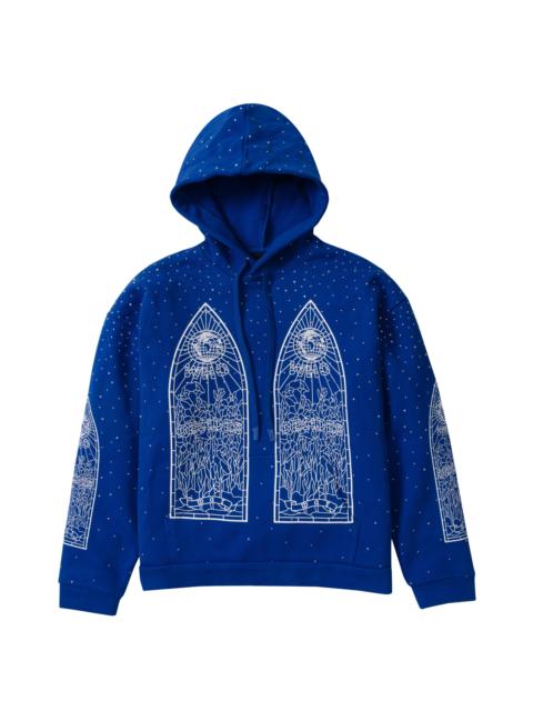 WHO DECIDES WAR RHINESTONE HOODED PULLOVER