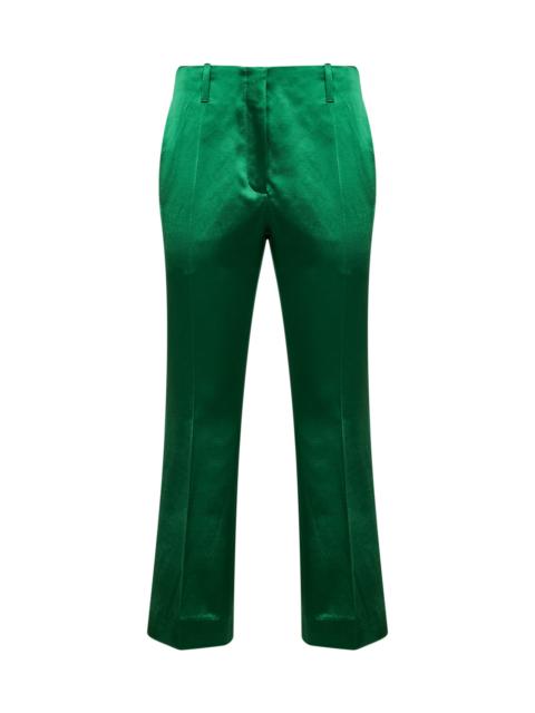 Dries Van Noten Green satin bootcut trousers
