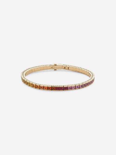 Dolce & Gabbana Tennis bracelet in yellow gold 18kt with multicolor sapphires