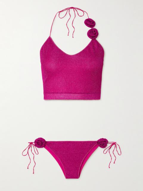 Oséree Lumière Rose Appliquéd Metallic Bikini