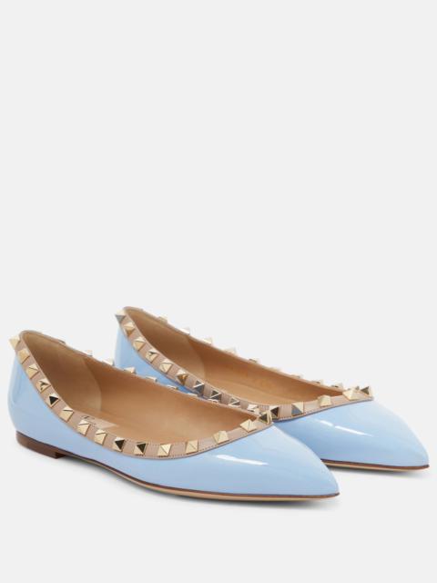Rockstud patent leather ballet flats