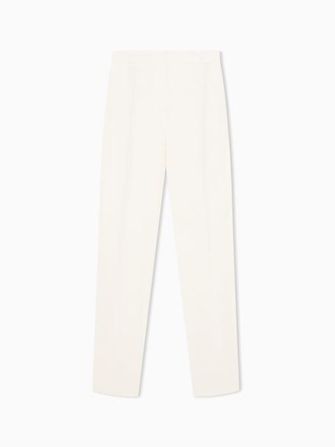 EMPORIO ARMANI UNLINED TROUSERS IN ENVER SATIN WITH A SIDE BAND