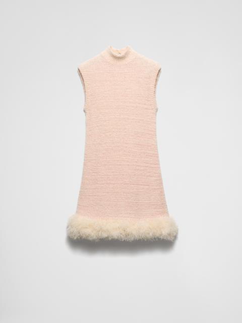 Prada Cotton mini-dress with feathers