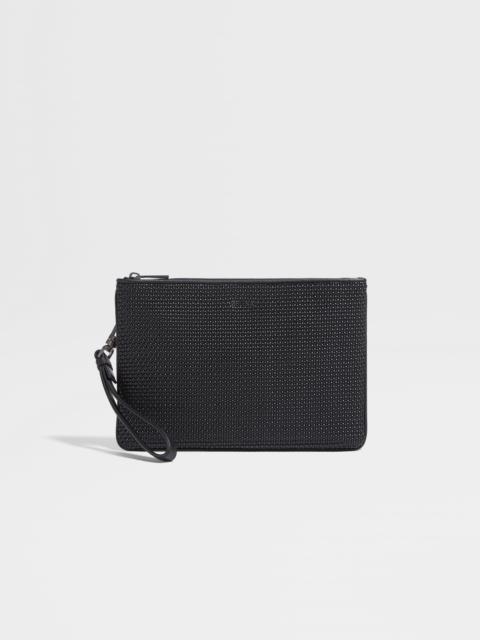 ZEGNA BLACK PELLETESSUTA™ LEATHER POUCH