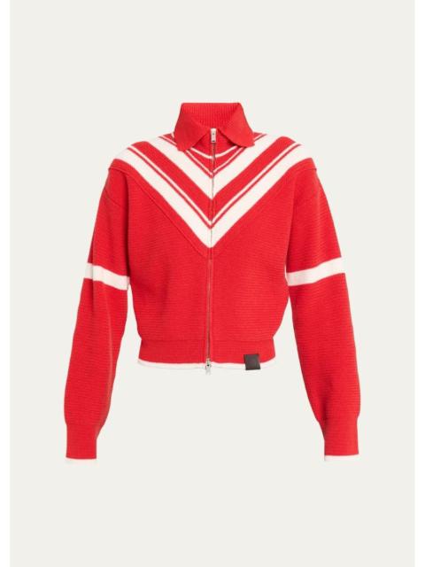 Stella McCartney Sporty 80s Striped Wool Zip Jacket