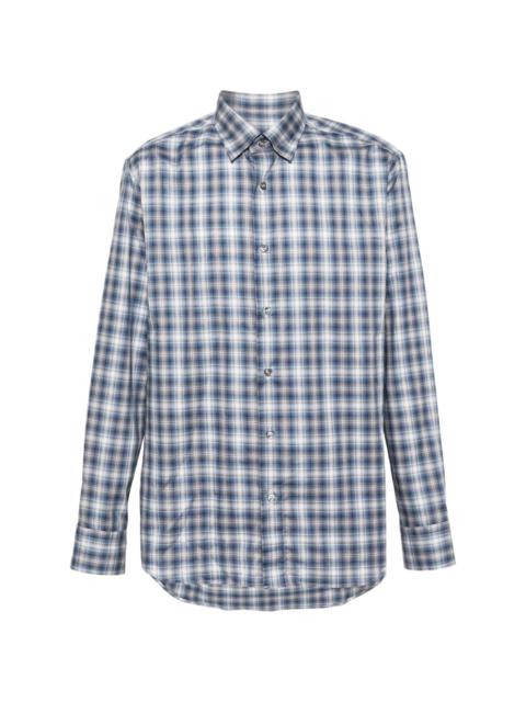 check-pattern cotton shirt