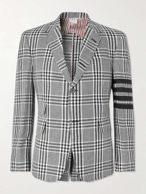 Striped Checked Linen Blazer