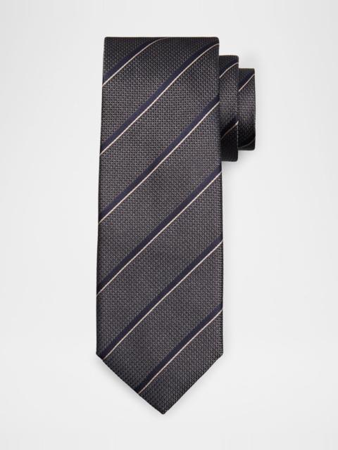 Canali Men's Textured Multi-Stripe Silk Jacquard Tie