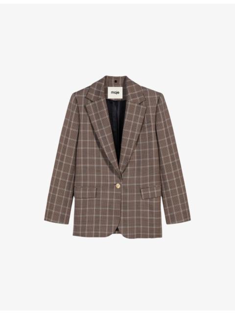 maje Checked Single-Breasted Wool-Blend Jacket