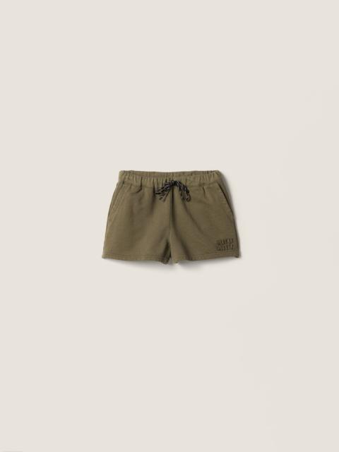 Miu Miu Garment-dyed fleece shorts