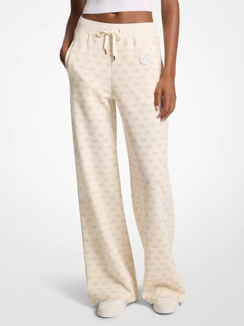 MICHAEL KORS Logo Cotton Blend Knit Wide-Leg Pants