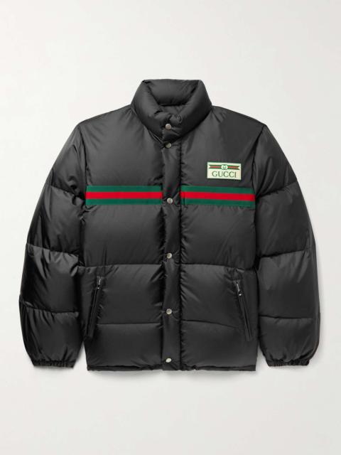 GUCCI Logo-Appliquéd Striped Quilted Shell Down Jacket
