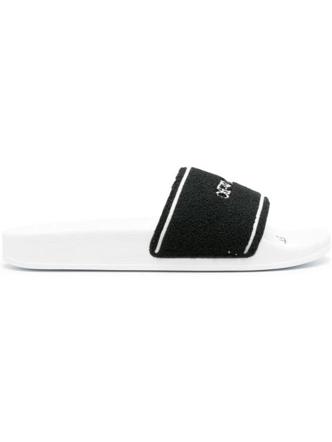 Off-White OFF-WHITE Chenille Slide Logo Embroidered Black White