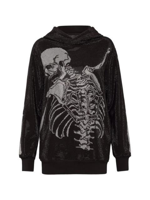 rhinestone-embellished skeleton hoodie