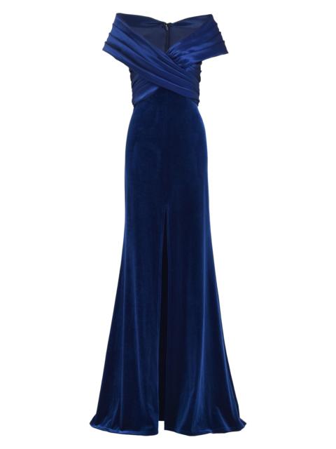 TADASHI SHOJI Women's Velvet Off-The-Shoulder Gown - Navy