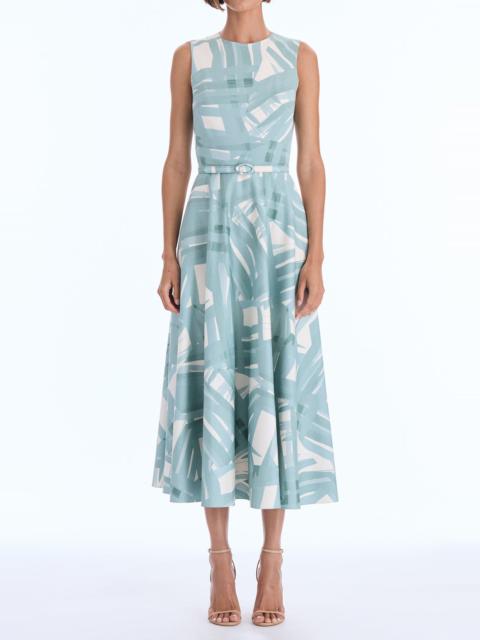 Oscar de la Renta Sleeveless Striped Plaid Poplin Day Dress