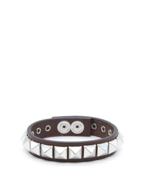 Pyramid Design Leather Bracelet in Brown