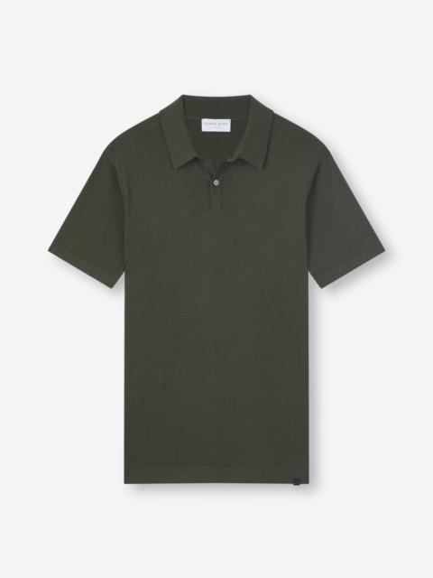 Derek Rose Men's Polo Shirt Jacob Sea Island Cotton Khaki