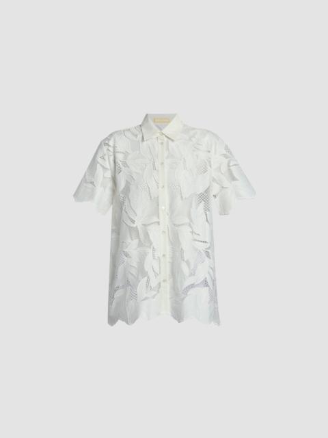 Erdem COTTON CUTWORK SHORT SLEEVE SHIRT