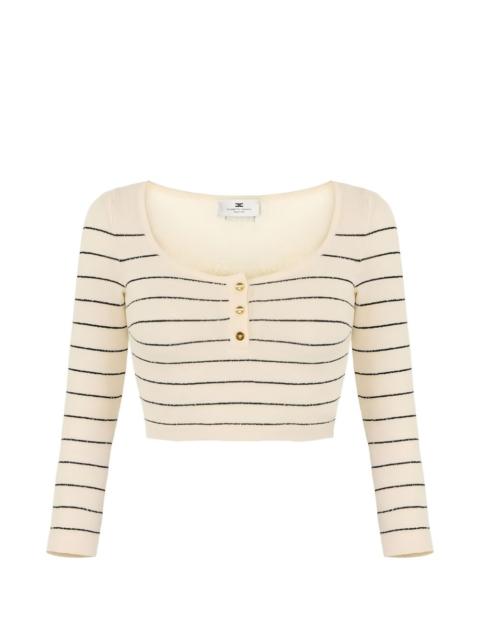 ELISABETTA FRANCHI striped button-fastening crop jumper