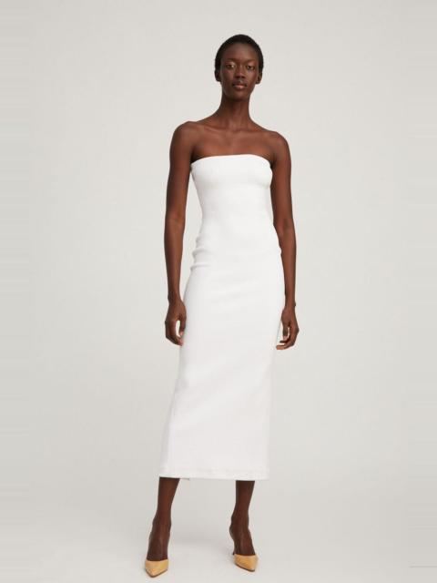 SPRWMN WHITE STRETCH JACQUARD TUBE DRESS