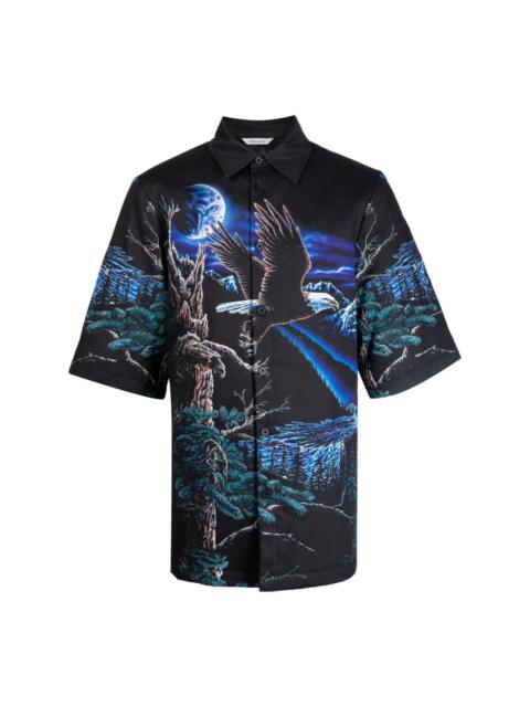 National-print short-sleeve shirt