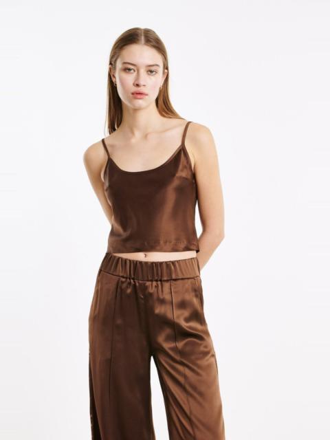 DARK CHOCOLATE SILK CROPPED CAMI