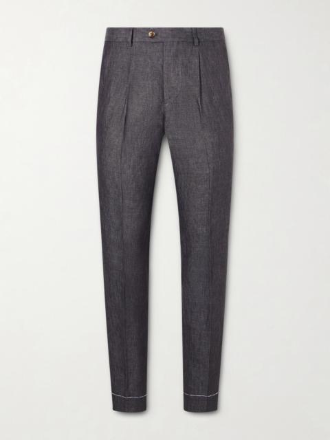 Brunello Cucinelli Slim-Fit Pleated Linen Suit Trousers