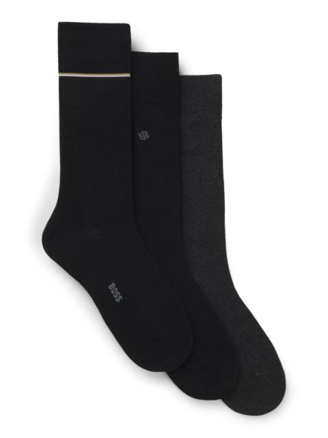 BOSS THREE-PACK OF REGULAR-LENGTH SOCKS WITH LOGO DETAILS