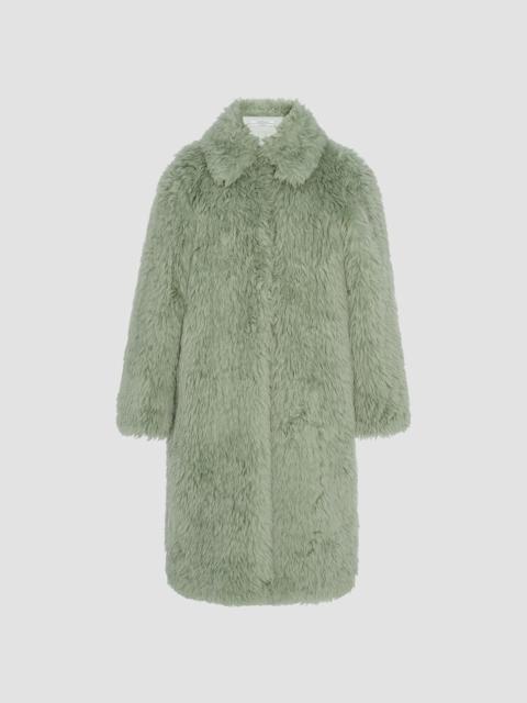 Another Tomorrow Women's Fur Balmacaan Coat - Celadon