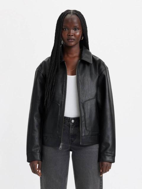 FAUX LEATHER RETRO DAD BOMBER