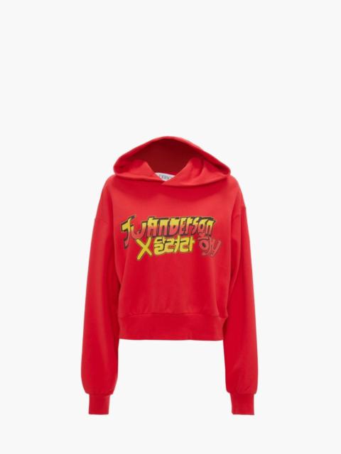 JW Anderson RUN HANY PRINT CROPPED HOODIE