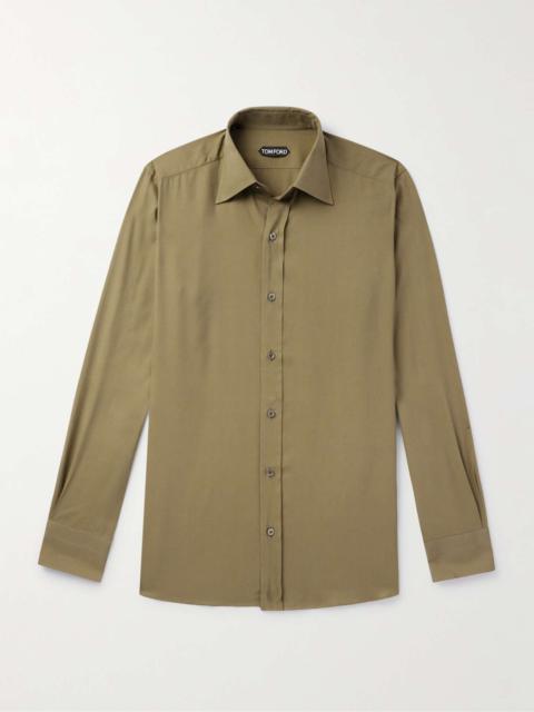 Cutaway-Collar Silk-Poplin Shirt
