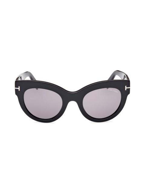 Lucilla 51mm Gradient Cat Eye Sunglasses in Shiny Black /Smoke Silver