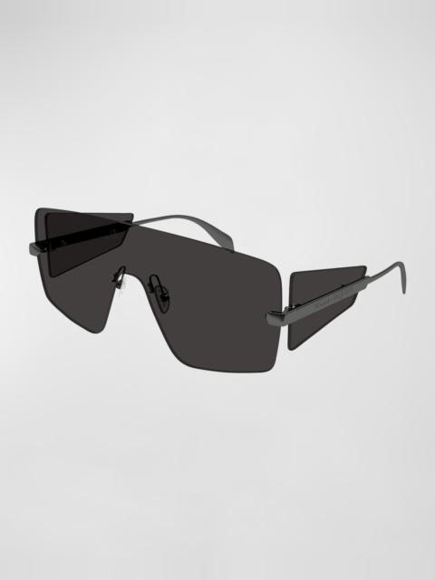 Alexander McQueen Men's Oversized Metal Shield Sunglasses