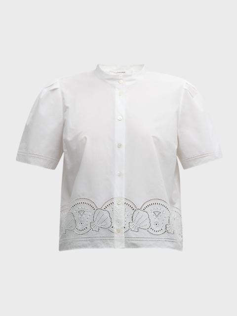 FRAME Embroidered Short-Sleeve Shirt