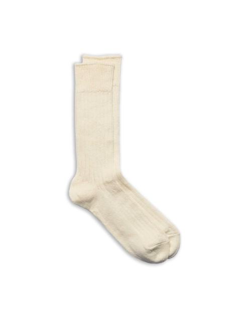 ROTOTO® Rototo Linen/Cotton Ribbed Crew Socks Ecru