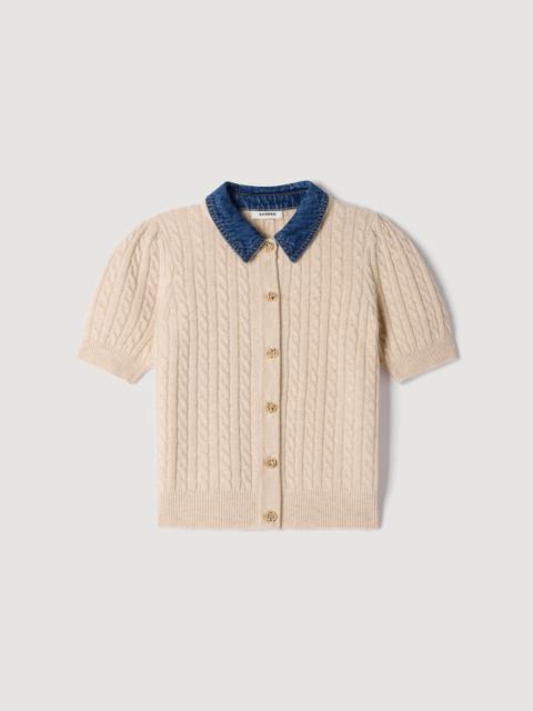 Sandro CARDIGAN WITH REMOVABLE DENIM COLLAR