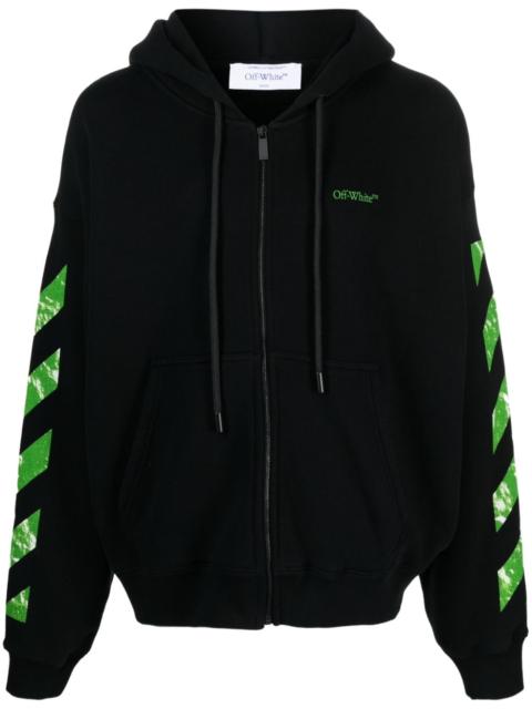 Off-White Arrows-print zip-up cotton hoodie
